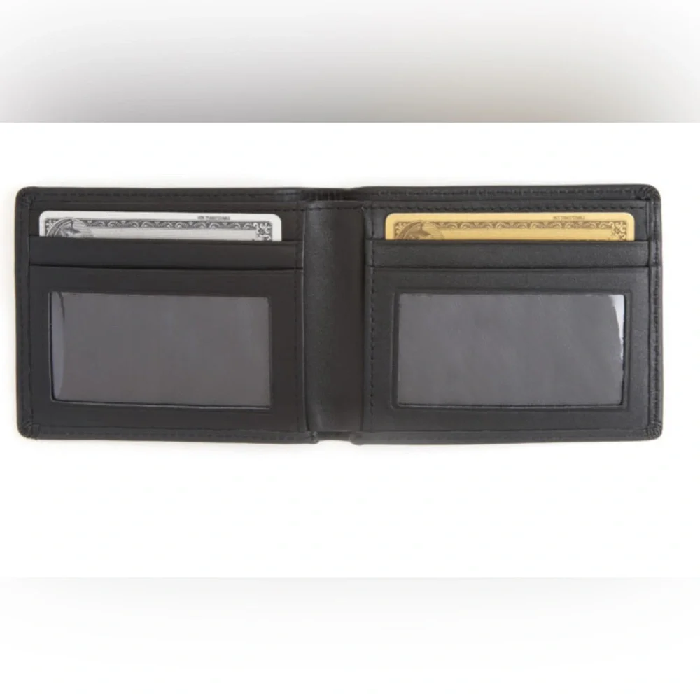 NWT - ROYCE BLACK LEATHER RFID BLOCKING SLIM BIFOLD WALLET